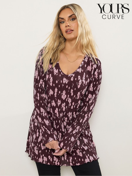 Yours Curve Purple Plisse Flute Tunic (W85284) | £0