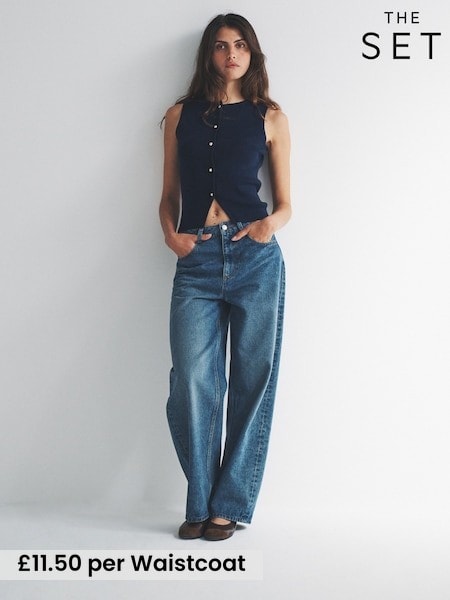 The Set Navy Blue/Ecru 2 Pack Knitted Vests (W85303) | £23