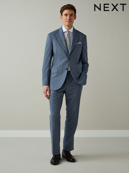 Blue Regular Fit Motionflex Puppytooth Texture Suit Jacket (W85432) | £89