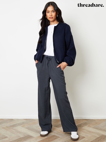 Threadbare Blue Wide Leg Gingham Trousers (W85458) | £40