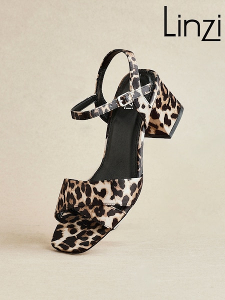 Linzi Animal Wide Fit Vivian Heeled Sandals With Crossover Front Strap (W85503) | £38