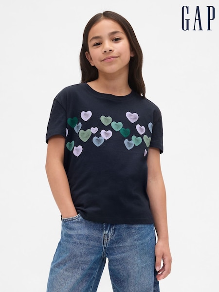 Gap Navy Graphic Crew Neck Short Sleeve T-Shirt (4-13yrs) (4-13yrs) (W85606) | £10