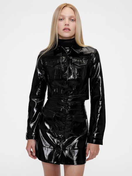 GapStudio Black Cropped Patent Leather Jacket (W85612) | £225