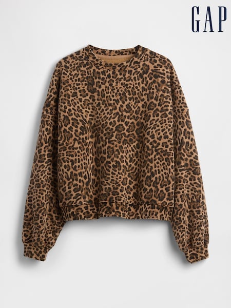 Gap Brown Leopard VintageSoft Wedge Crew Neck Sweatshirt (W85617) | £40