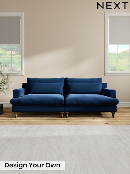Plush Velvet Easy Clean/Navy Blue - Hutton Deep Relaxed Sit