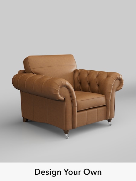 Antiqued Leather/Light Tan Brown Gosford Leather Button Arm (W86270) | £2,175
