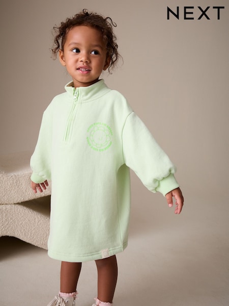 Green Quarter Zip Sweat Dress (3mths-7yrs) (W86372) | £12 - £14