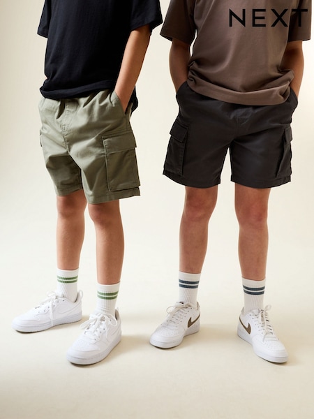 Charcoal Grey/Khaki Cargo Shorts 2 Pack (3-16yrs) (W86387) | £22 - £32