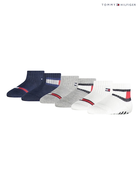 Tommy Hilfiger White Baby Flag Socks 6 Pack (W86393) | £24