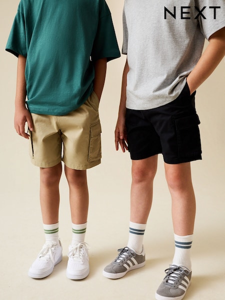 Black/Stone Cargo Shorts 2 Pack (3-16yrs) (W86394) | £22 - £32