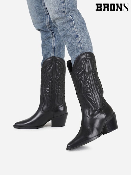 Bronx Black Jukeson Leather Padded Boots (W86410) | £180
