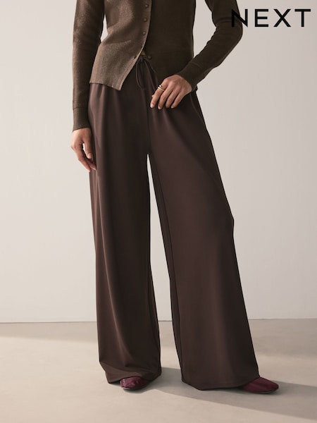 Chocolate Brown Wide Leg Trousers (W86473) | £36