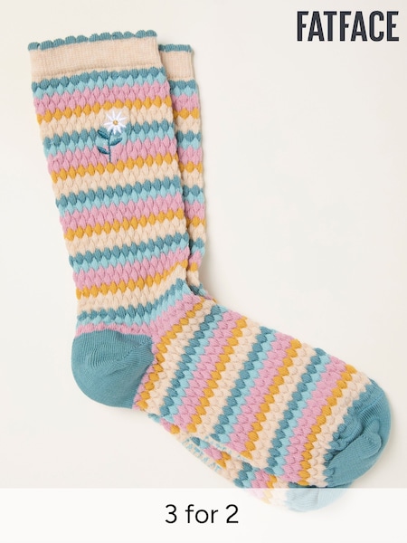 FatFace Multi Colour Textured Embroidered Socks (W86591) | £7.50