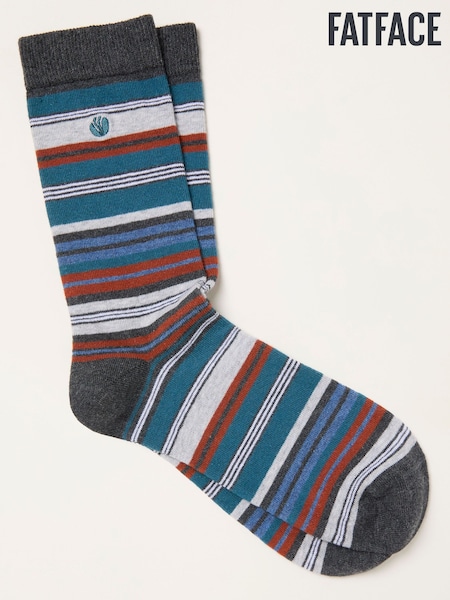 FatFace Burgundy Red Striped Socks (W86685) | £7.50