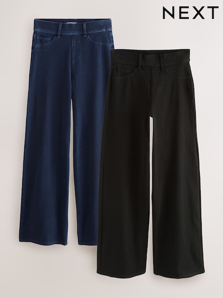 Black/Rinse Blue Jersey Denim Wide Leg Trousers 2 Pack (W86779) | £56