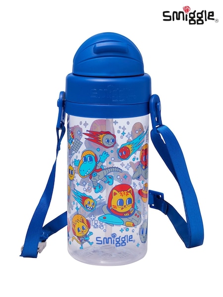 Smiggle Blue Teeny Tiny Ready Set Go Plastic Drink Bottle With Strap 400Ml (W86793) | £10