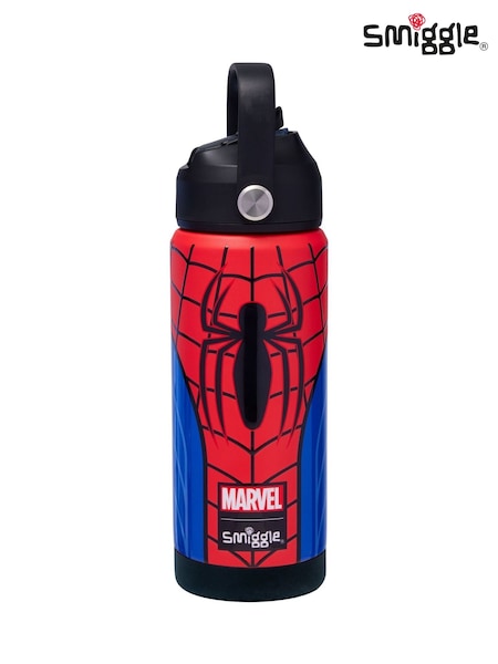Smiggle Black Spider-Man Print Squiggle Insulated Stainless Steel Drink Bottle 550Ml (W86807) | £22