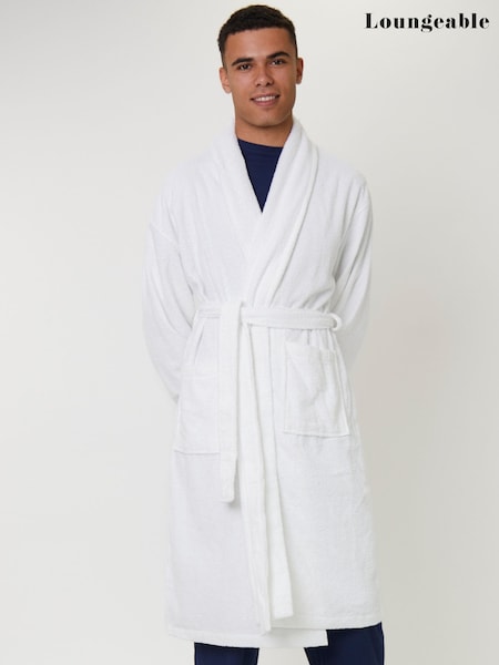 Loungeable White Mens Classic Towelling Robe (W87005) | £42