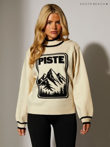 South Beach Cream Funnel Neck Val Thornes Knitted Jumper (W87011) | £39