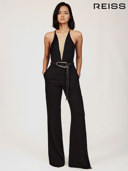 Reiss Black Kamila Jumpsuit (W87187) | £298