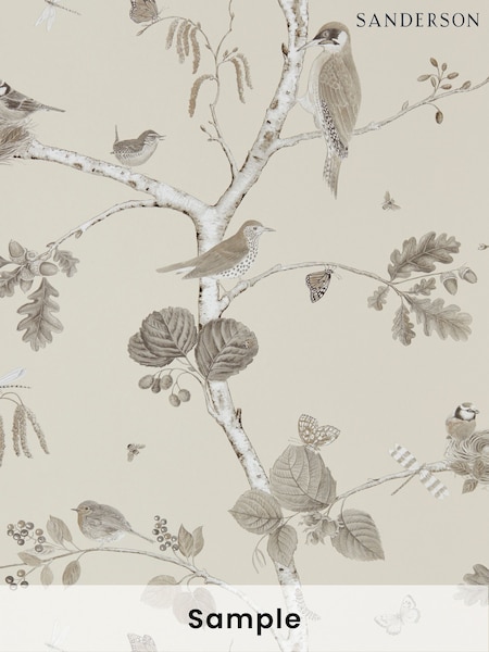 Sanderson Natural Woodland Chorus A4 Wallpaper Sample (W87232) | £1