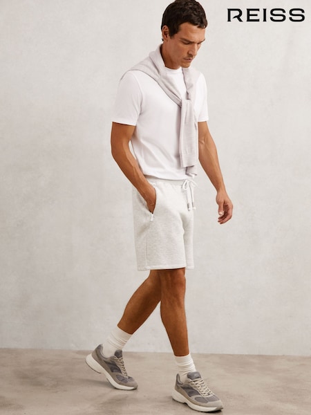 Reiss Soft Grey Dusk Cotton-Blend Drawstring Shorts (W87340) | £78