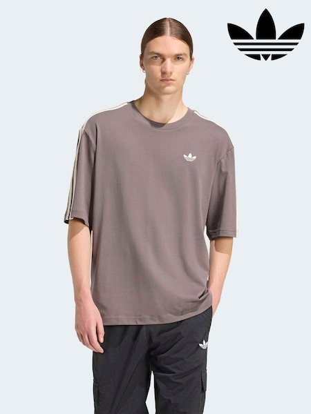 adidas Originals Charcoal Grey Adicolour 3 Stripes Oversized T-Shirt (W87358) | £28