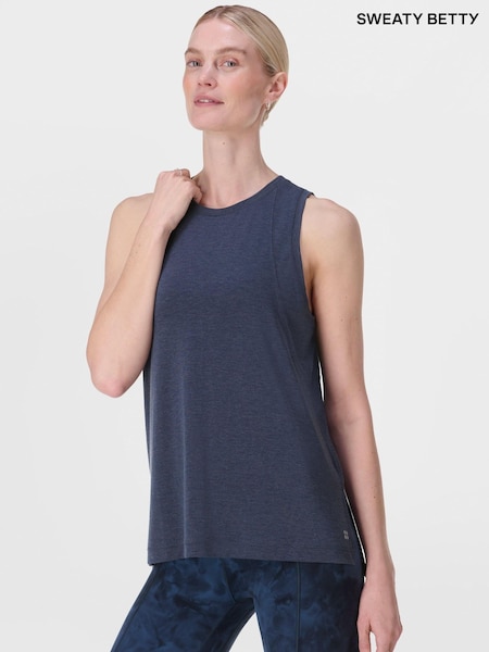 Sweaty Betty Blue Soft Flow Studio Longline Tank Top (W87367) | £45
