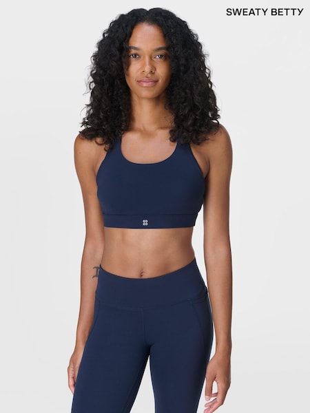 Sweaty Betty Navy Blue Medium Power Support Seam-Free Bra (W87476) | £45