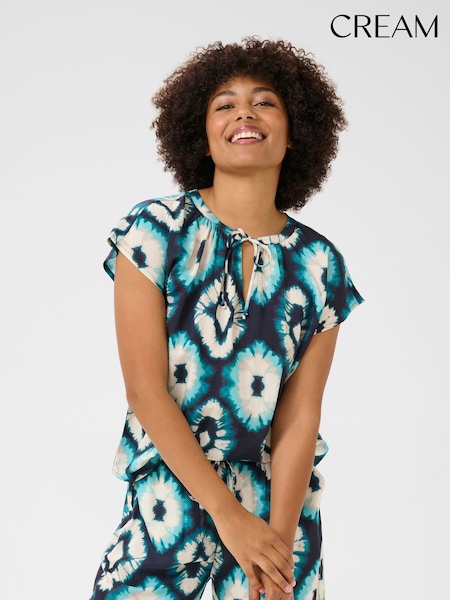 Cream Multi CRTiah Tie Neck Blouse (W87519) | £50
