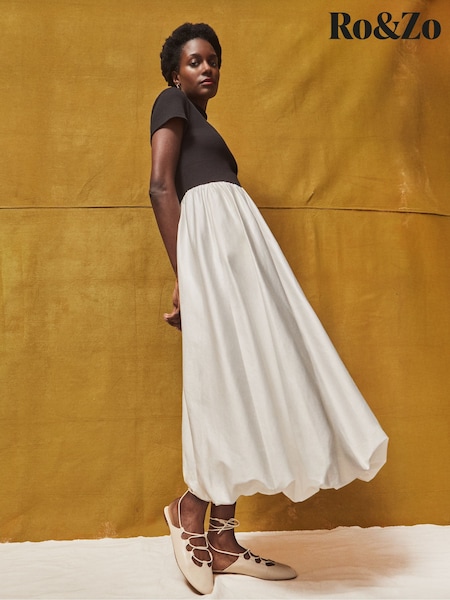Ro&Zo Black Lucinda Mixed Media Dress (W87582) | £139