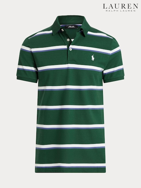 Ralph Lauren Green Performance Knit Stripe Polo Shirt (W87621) | £135