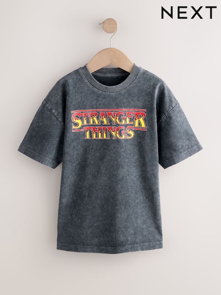 Grey Washed Stranger Things Short Sleeve T-Shirt (8-16yrs) (W87666) | £16 - £18