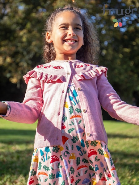 Frugi Pink Romi Ruffle Cardigan (W87829) | £36 - £38