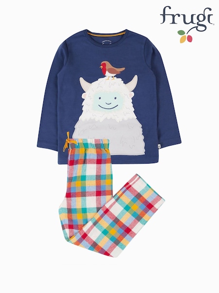 Frugi Blue Caden Check Christmas Pyjamas (W87839) | £35 - £37