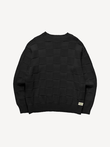 Service Works Black Check Knit Crewneck Jumper (W87928) | £95