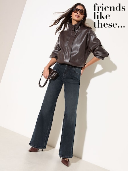 Friends Like These X Lucy Mecklenburgh Blue Black Denim Everyday Wide Leg Jeans (W87943) | £36