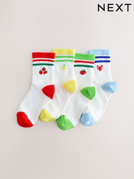 White Cotton Rich Ribbed Ankle Socks 4 Pack (W88020) | £6.50 - £8.50