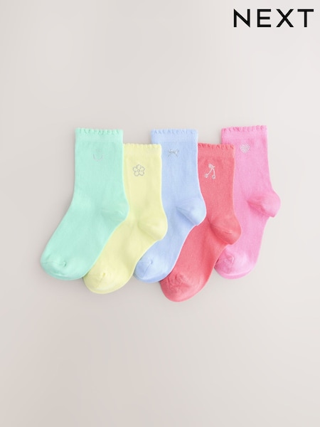 Multi Cotton Rich Diamante Ankle Socks 5 Pack (W88026) | £9 - £10