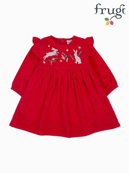 Frugi Red Christmas Cord Dress (W88106) | £40 - £42