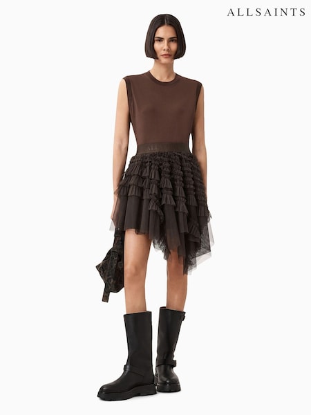 AllSaints Brown Jayde Tulle Skirt (W88334) | £99