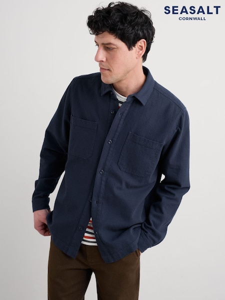Seasalt Cornwall Blue Mens Rigging Overshirt (W88356) | £80