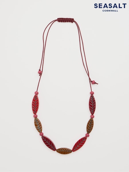 Seasalt Cornwall Pink Charmer Ceramic Leaf Necklace (W88364) | £30