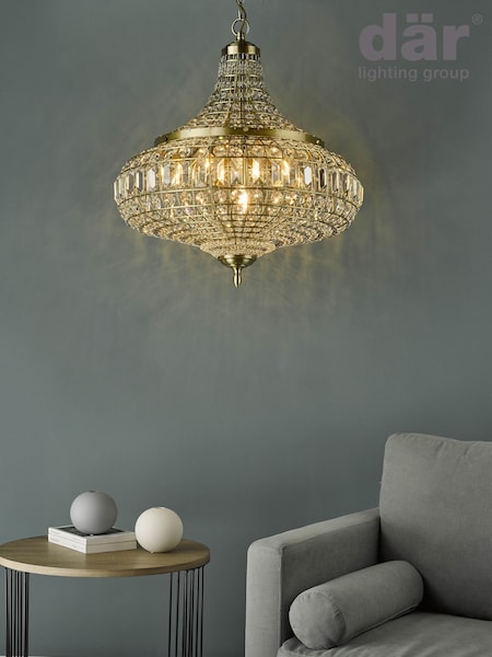 Dar Lighting Crystal Antique Brass Asmara 6lt Pendant (W88401) | £570