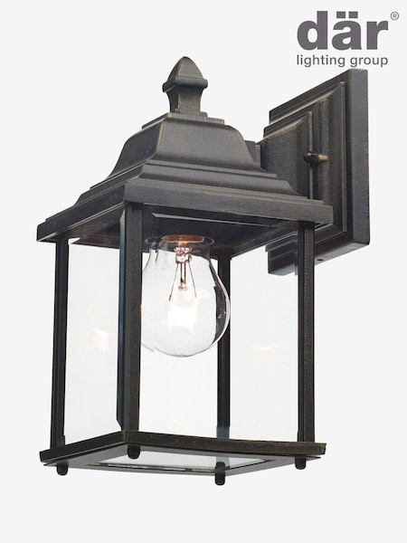 Dar Lighting Matt Black Gold Glass Doyle Wall Light (W88410) | £70
