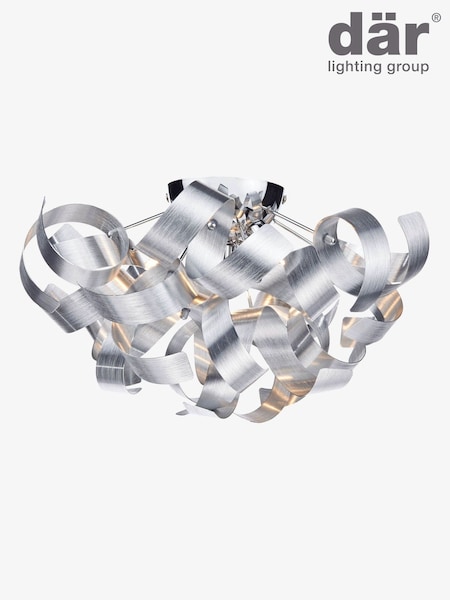 Dar Lighting Brushed Aluminium Polished Chrome Rawley 4lt Flush Light (W88417) | £140