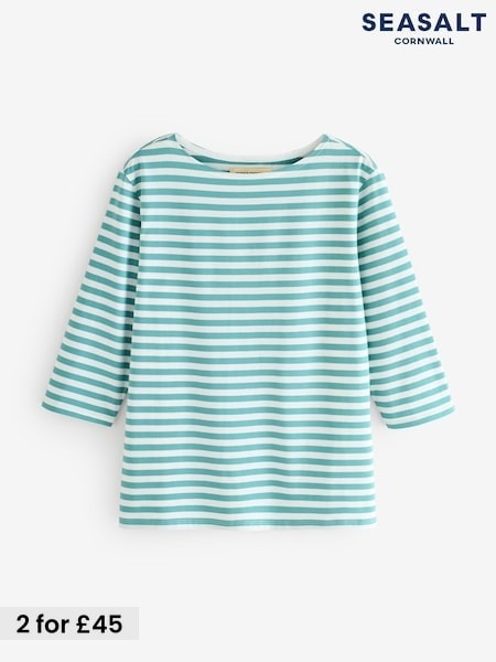Seasalt Cornwall Green Purple Sailor Top (W88442) | £30