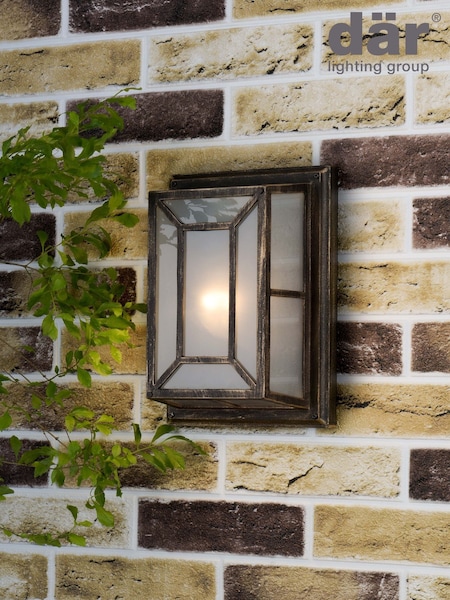 Dar Lighting Matt Black Gold Opal Glass Trent Wall Light (W88444) | £75