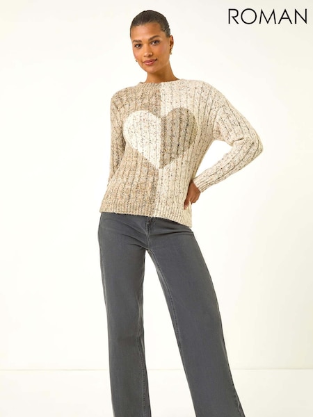 Roman Natural Colourblock Heart Knit Jumper (W88476) | £55