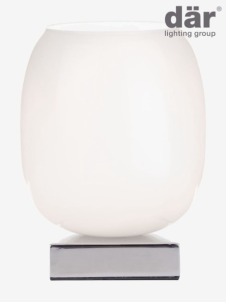 Dar Lighting Polished Chrome White Glass Dino Touch Table Lamp (W88553) | £40